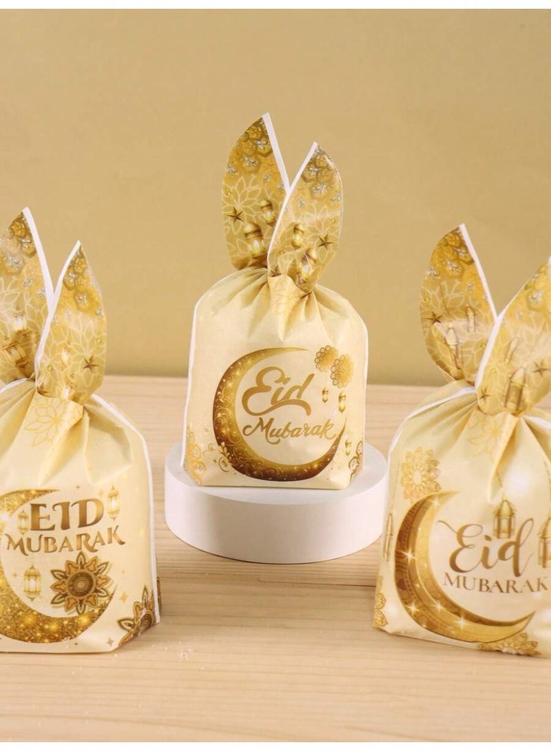 Eid giveaway bags gold Eid Mubarak gift bags for elegant sweets and gift presentation-25 Pcs - Image 4